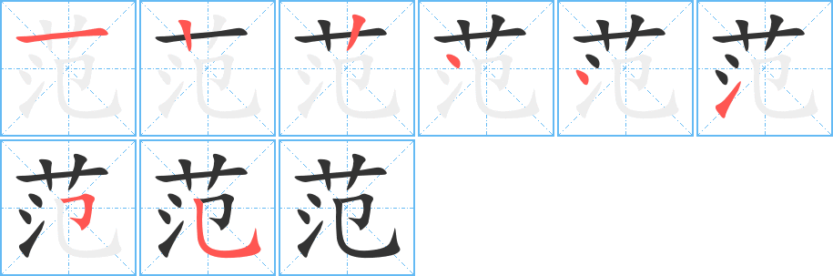 范字的筆順分步演示