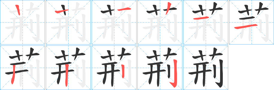 荊字的筆順分步演示