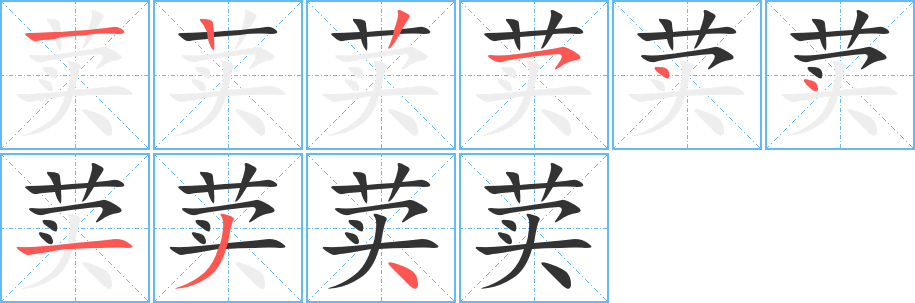 荬字的筆順分步演示