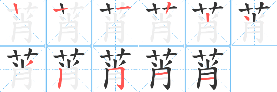 莦字的筆順分步演示