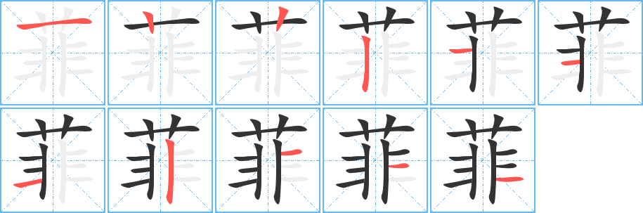 菲字的筆順分步演示