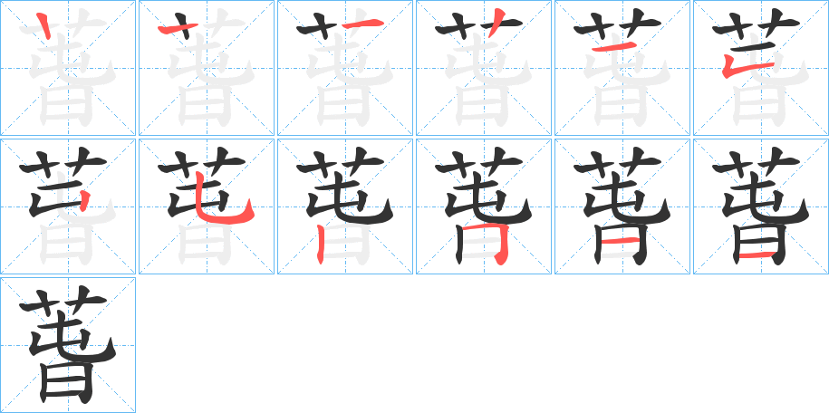 萅字的筆順分步演示