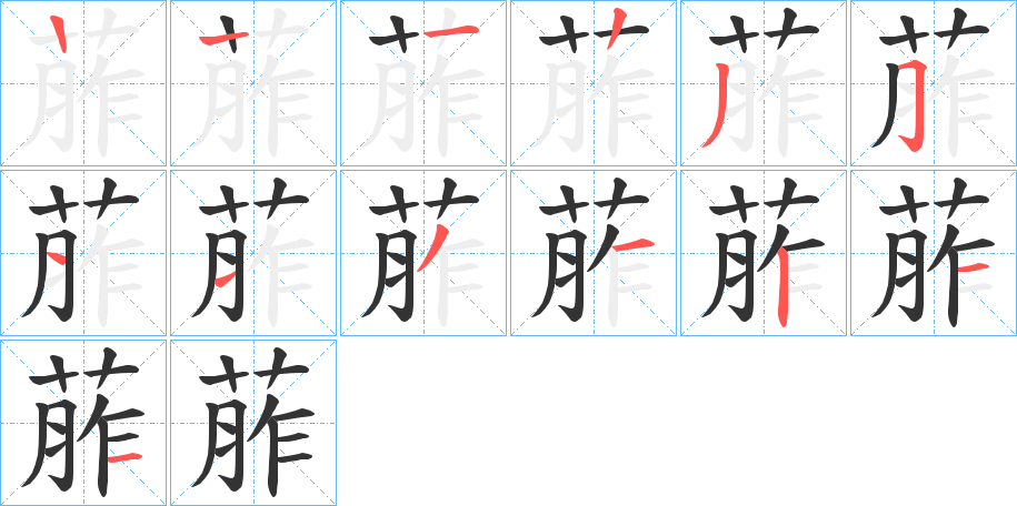 葄字的筆順分步演示