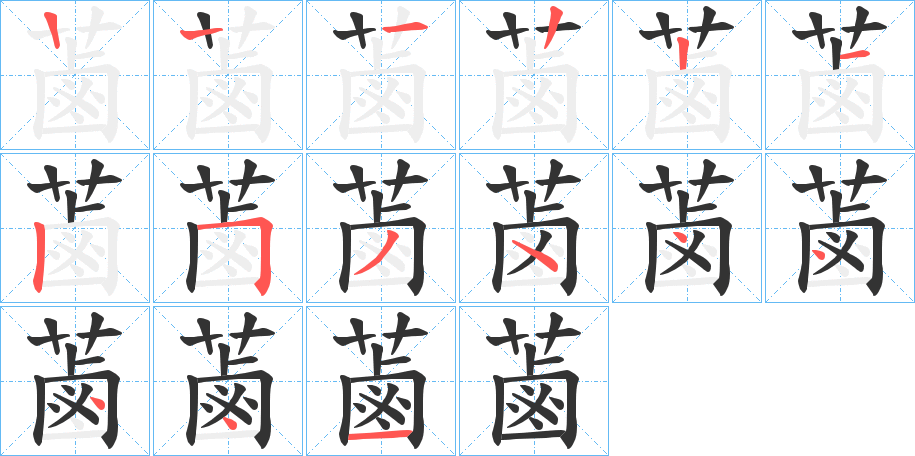 蓾字的筆順分步演示