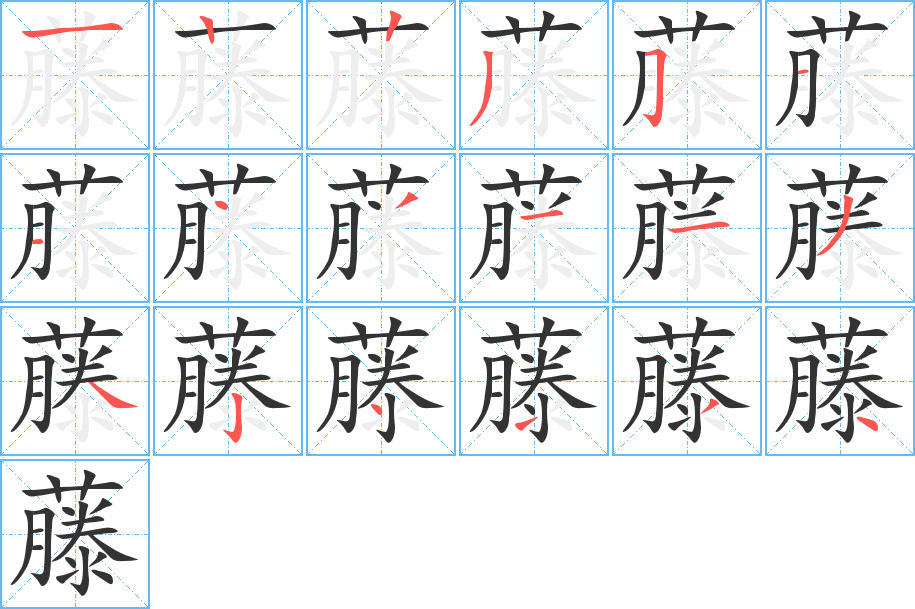 藤字的筆順分步演示