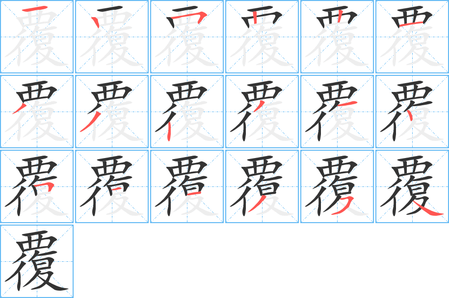 覆字的筆順分步演示