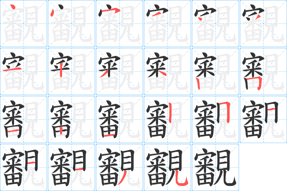 覾字的筆順分步演示