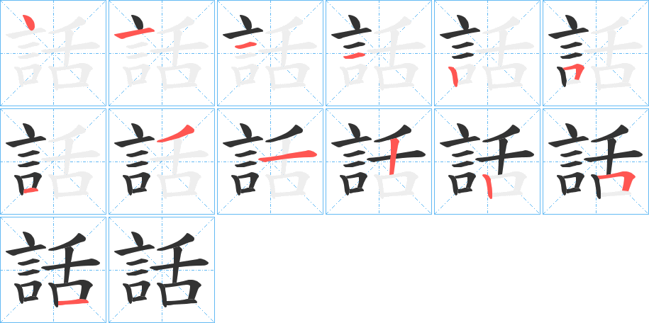 話字的筆順分步演示