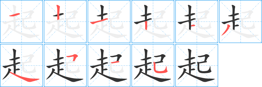 起字的筆順分步演示