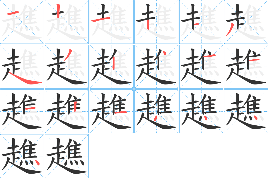 趭字的筆順分步演示