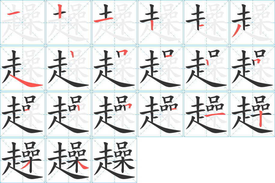 趮字的筆順分步演示