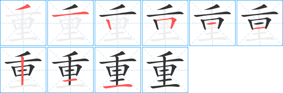 重字的筆順分步演示