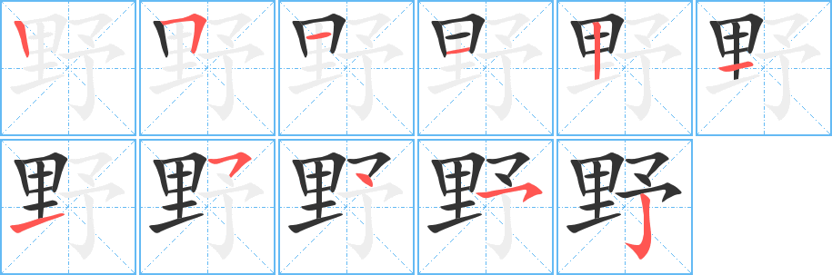 野字的筆順分步演示