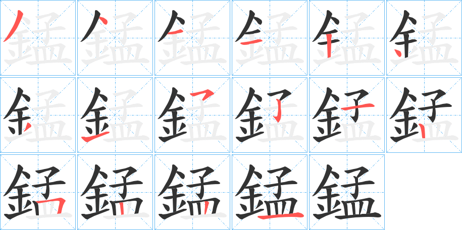 錳字的筆順分步演示