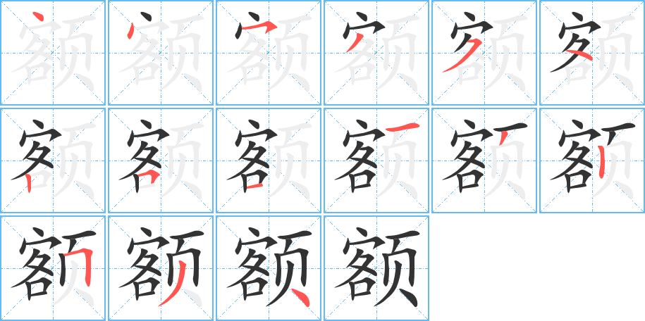 額字的筆順分步演示