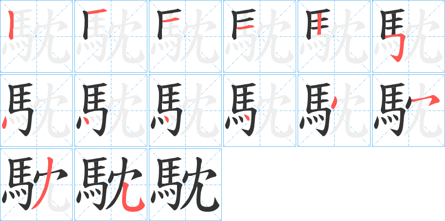 馾字的筆順分步演示