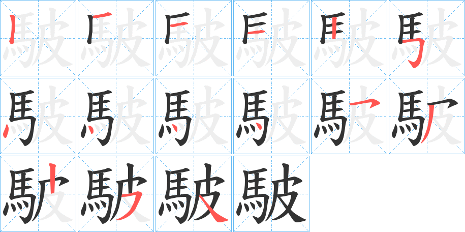 駊字的筆順分步演示