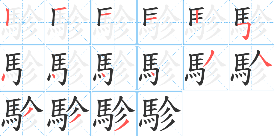 駗字的筆順分步演示