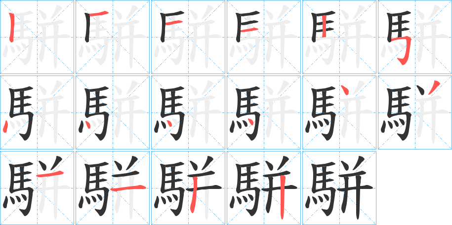 駢字的筆順分步演示