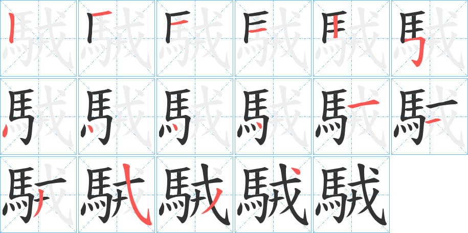 駥字的筆順分步演示