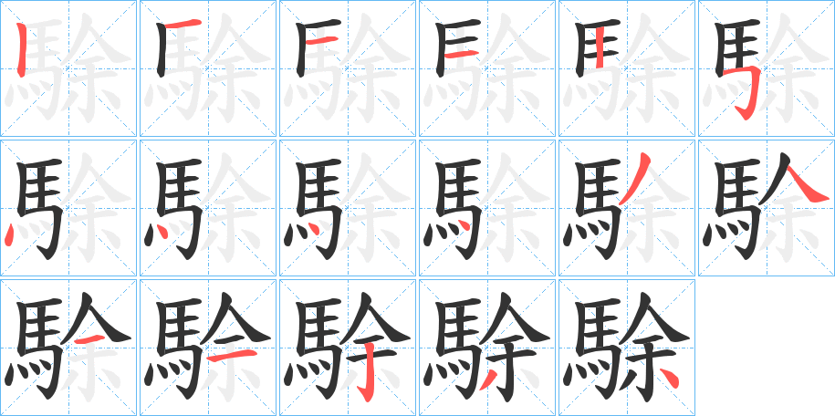 駼字的筆順分步演示