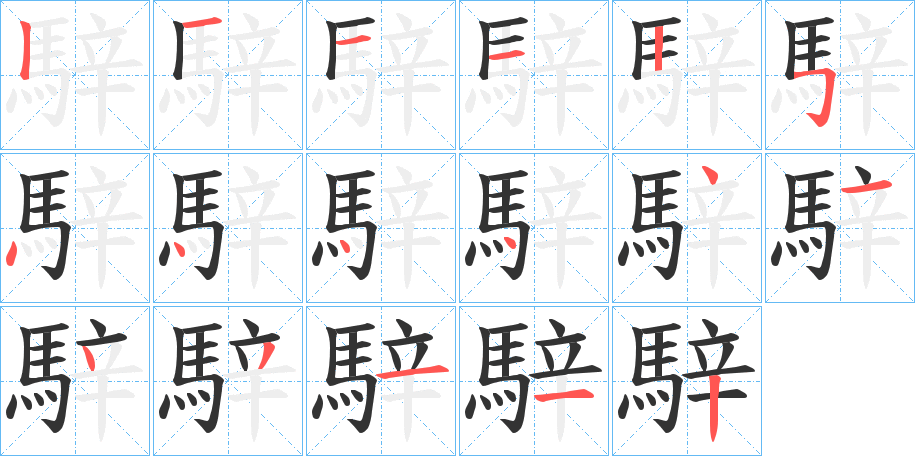 騂字的筆順分步演示