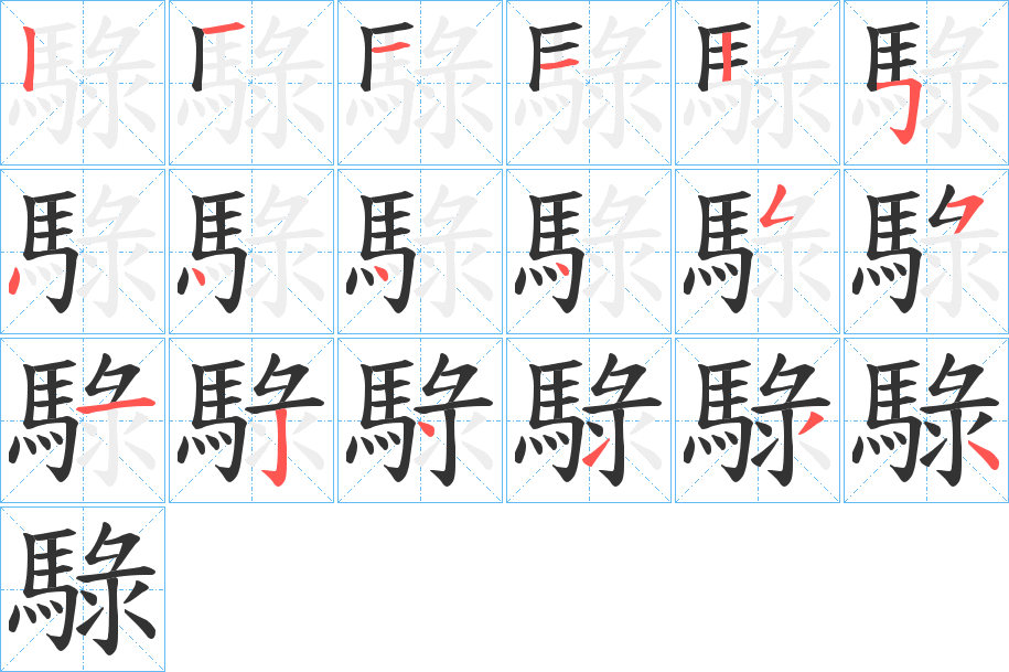 騄字的筆順分步演示