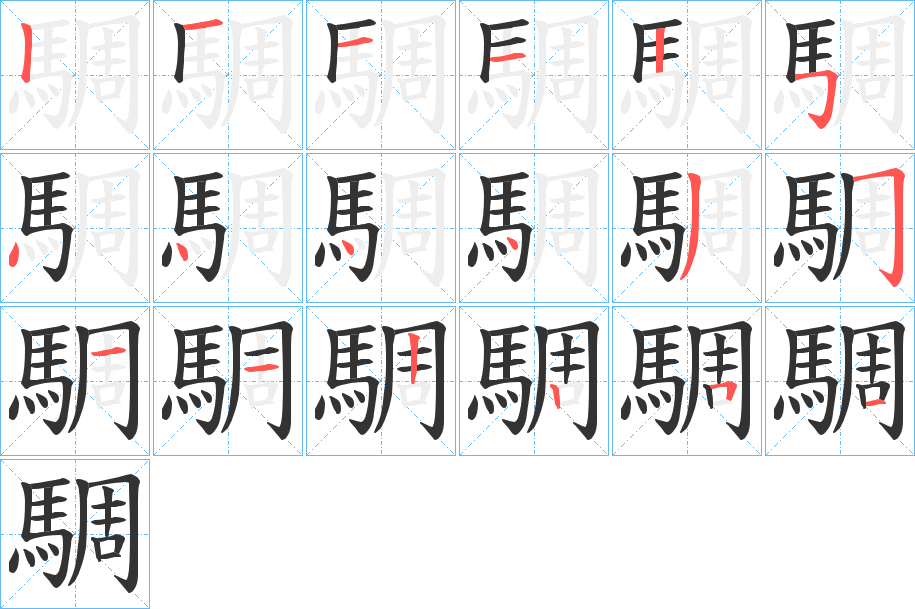 騆字的筆順分步演示