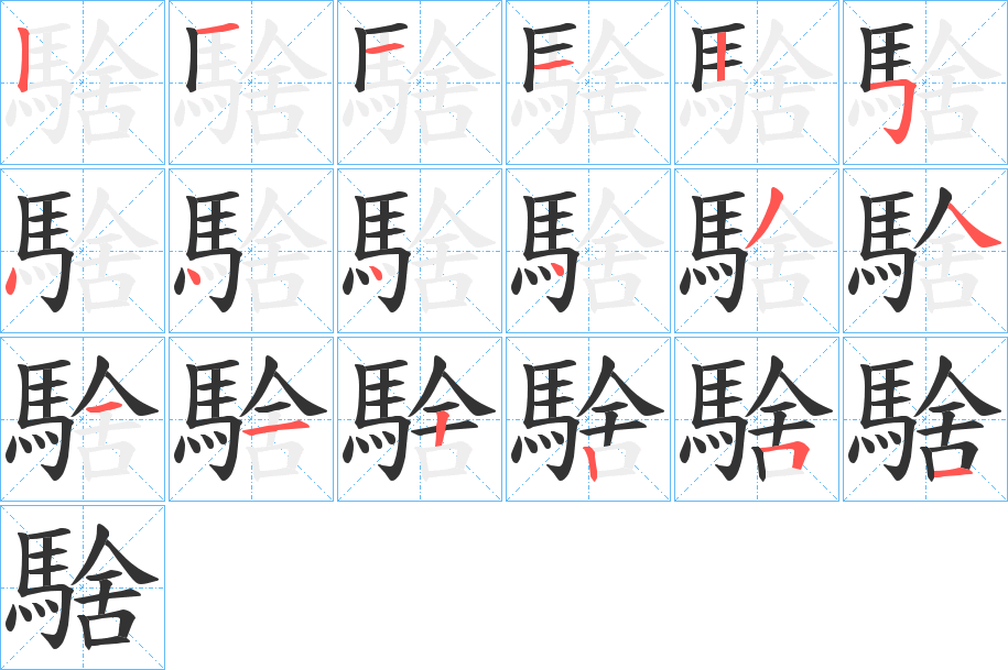 騇字的筆順分步演示