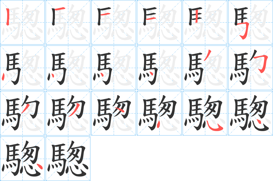 騘字的筆順分步演示