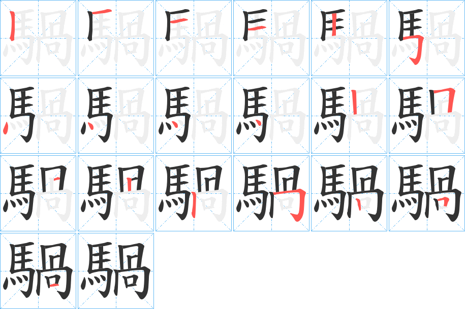 騧字的筆順分步演示