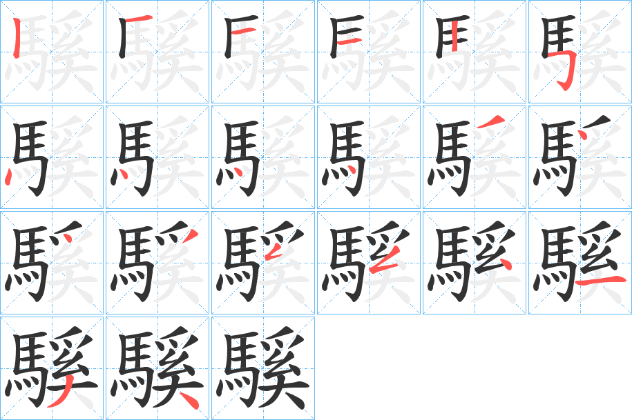 騱字的筆順分步演示