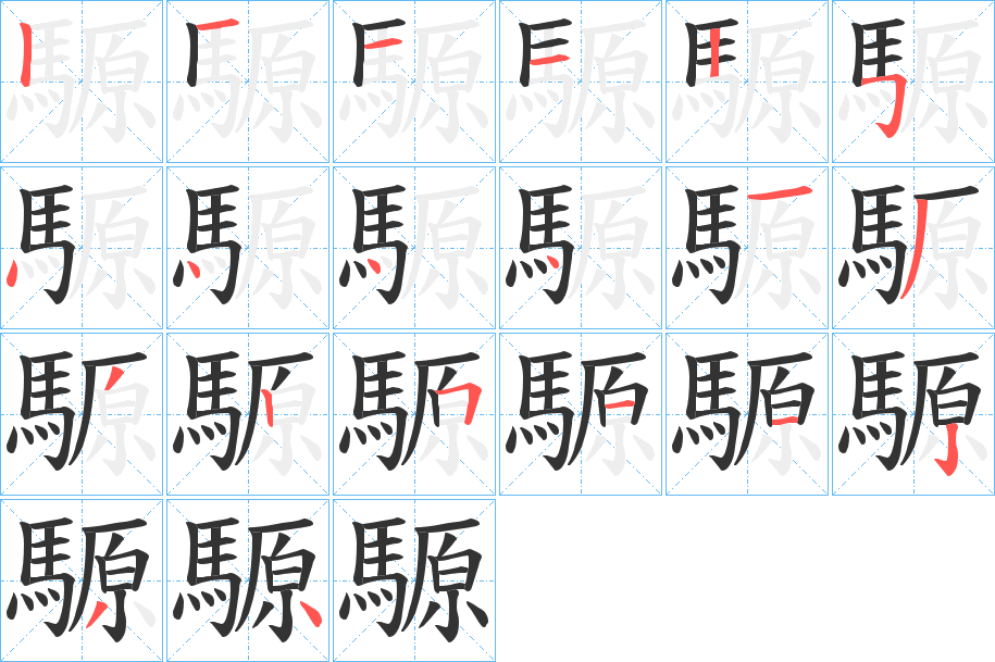 騵字的筆順分步演示