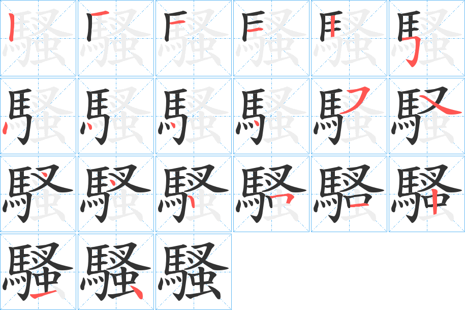 騷字的筆順分步演示