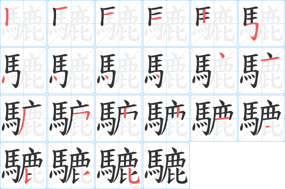 騼字的筆順分步演示