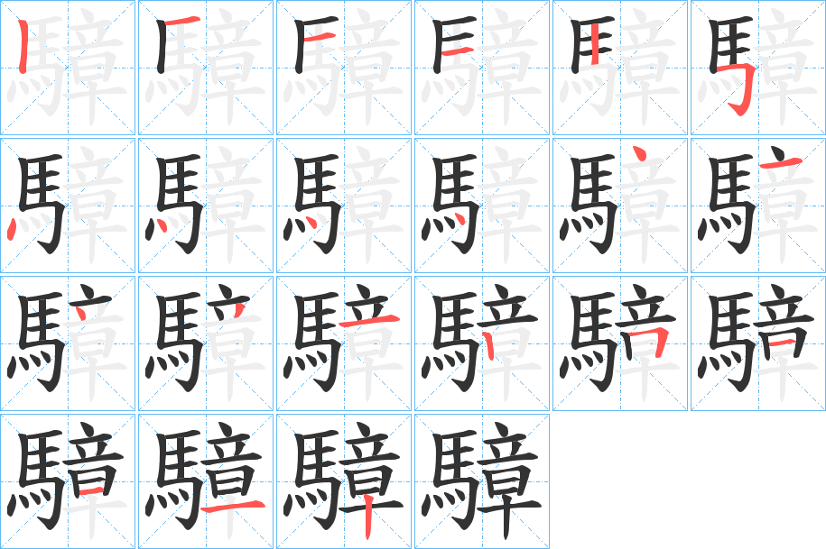 騿字的筆順分步演示