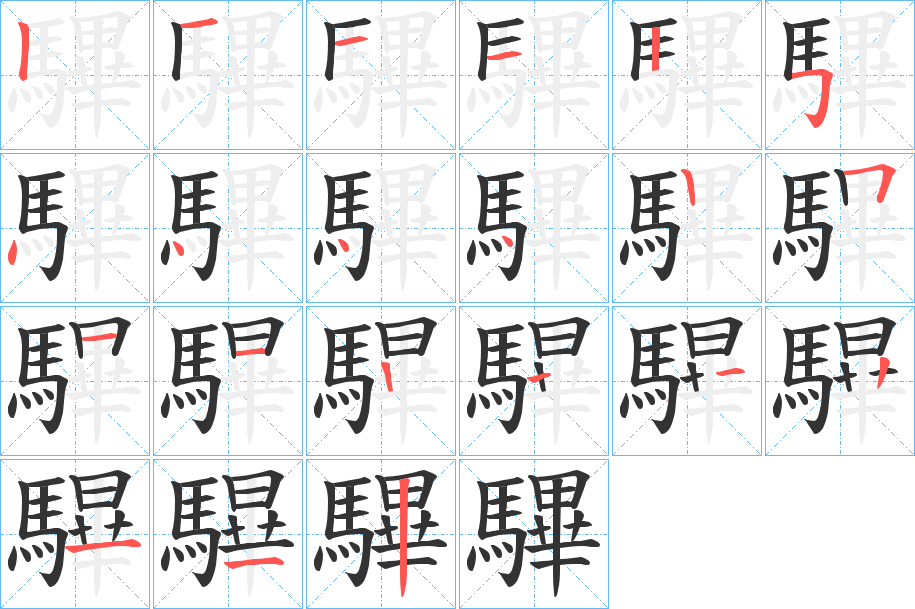 驆字的筆順分步演示