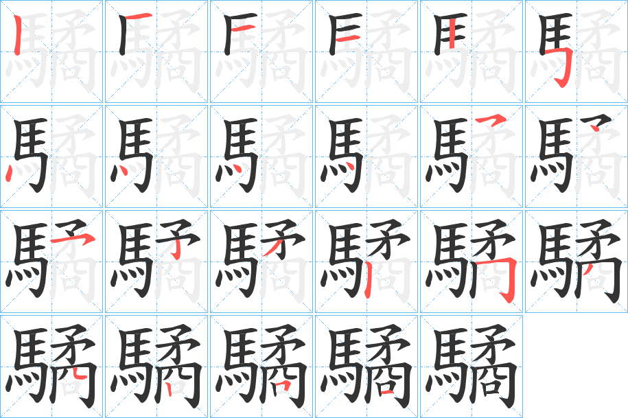 驈字的筆順分步演示