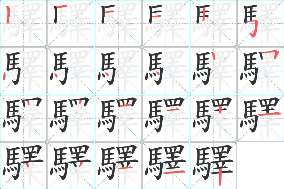 驛字的筆順分步演示