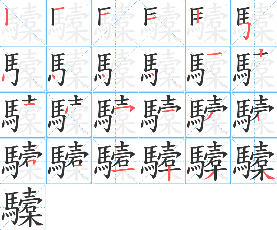 驝字的筆順分步演示