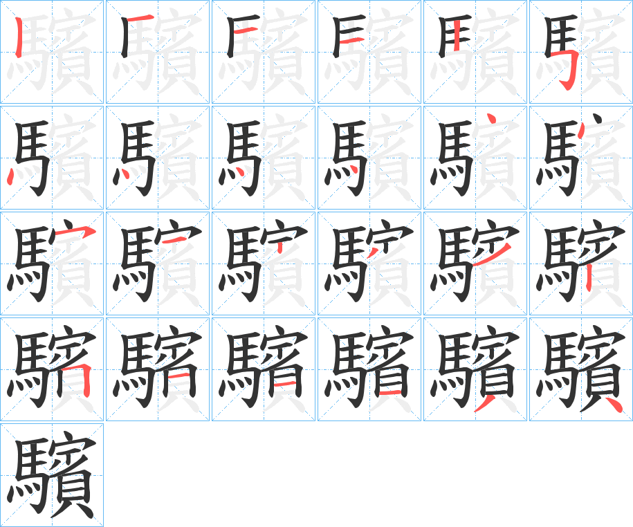 驞字的筆順分步演示