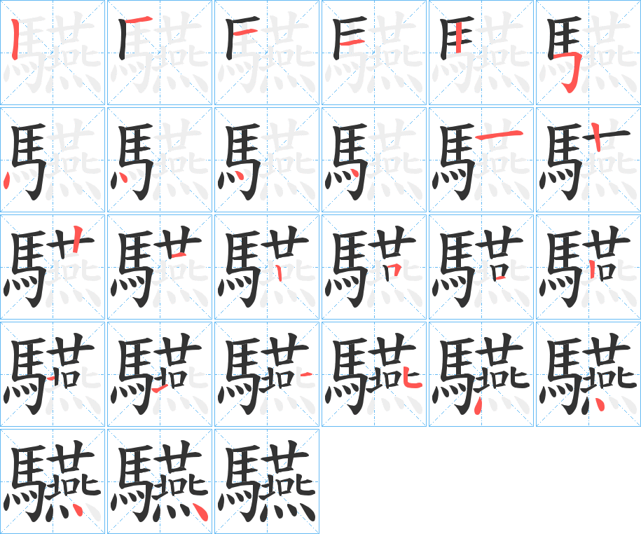 驠字的筆順分步演示