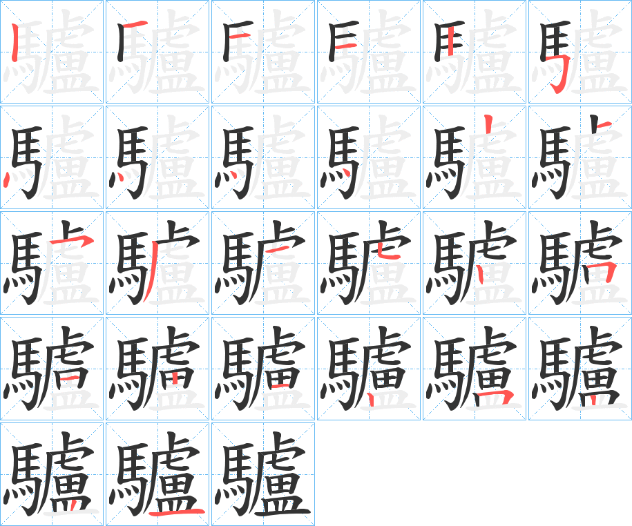 驢字的筆順分步演示