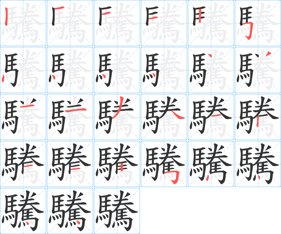 驣字的筆順分步演示