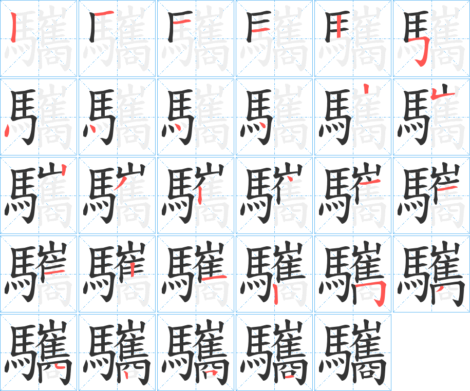 驨字的筆順分步演示