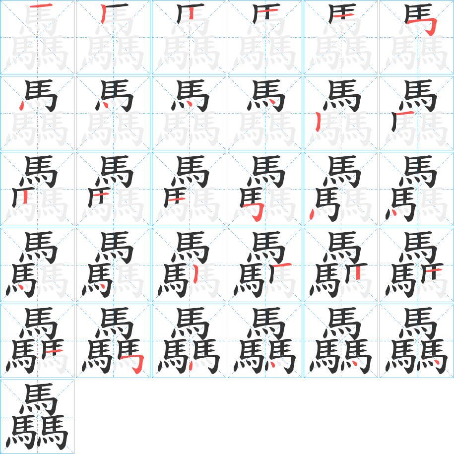 驫字的筆順分步演示