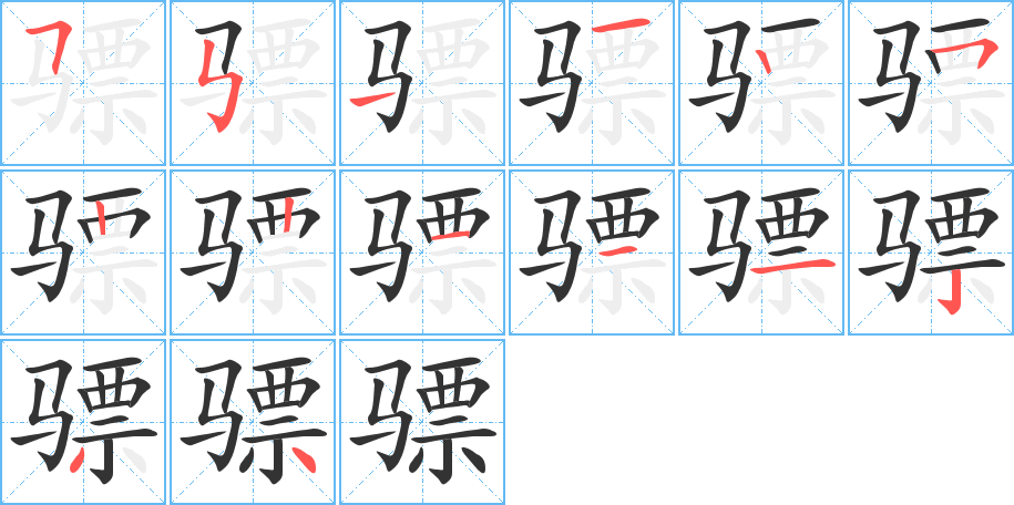 驃字的筆順分步演示