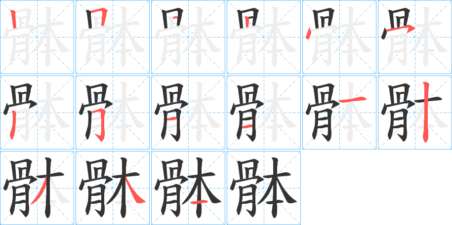 骵字的筆順分步演示