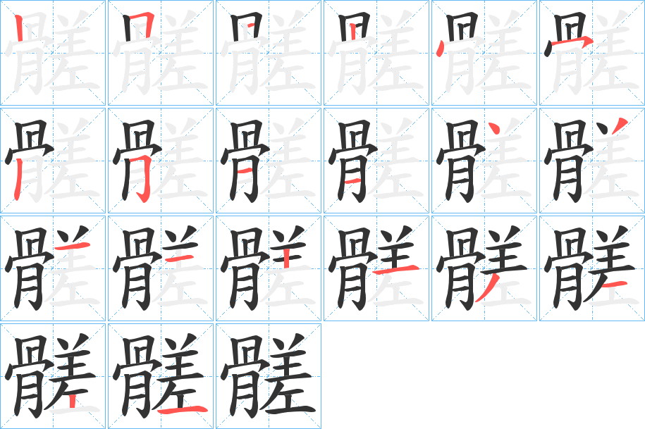 髊字的筆順分步演示