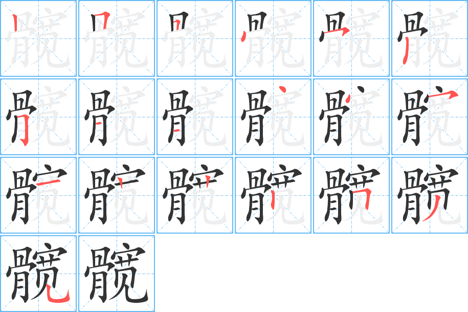 髖字的筆順分步演示